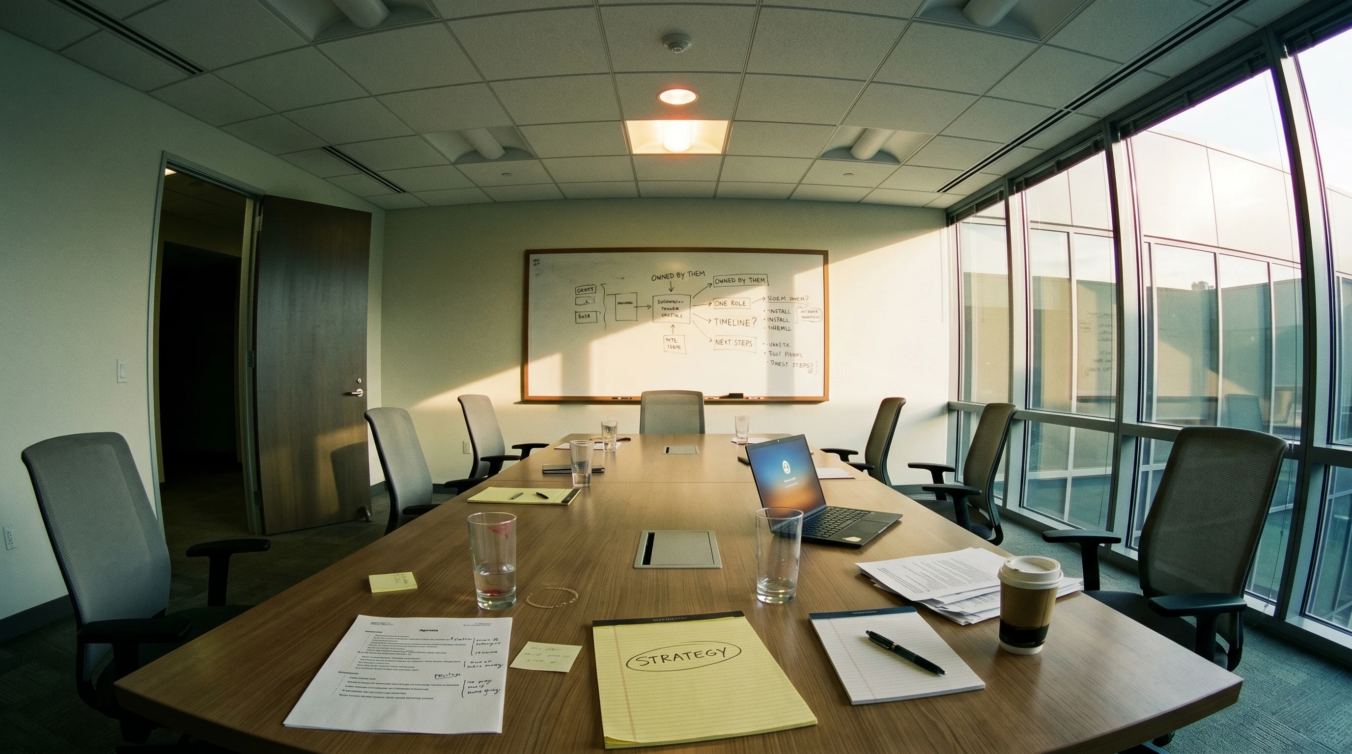 An empty executive conference room — where the strategic AI conversations actually happen.